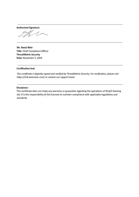 ThreatMetrix security certificate page two